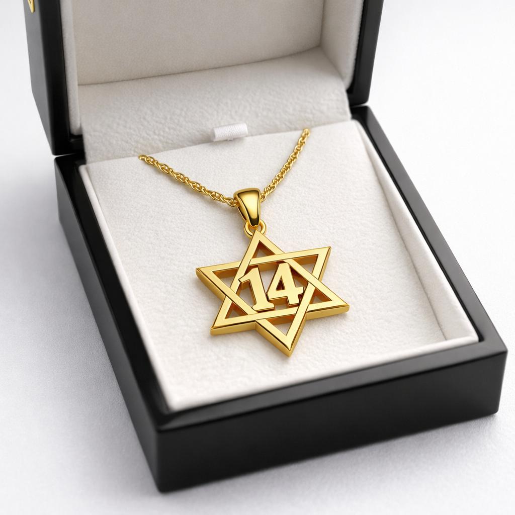 תליון מגן דוד 1414 בקופסת מתנה יוקרתית